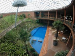 The swimming pool at the lowest floor of the Residencia was introduced into the project as a part of the humidification system. However, it also serves as an important psychological element that helps to overcome the harsh living conditions, especially for the permanent staff.